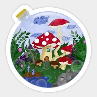 Magic mushrooms forest world Sticker